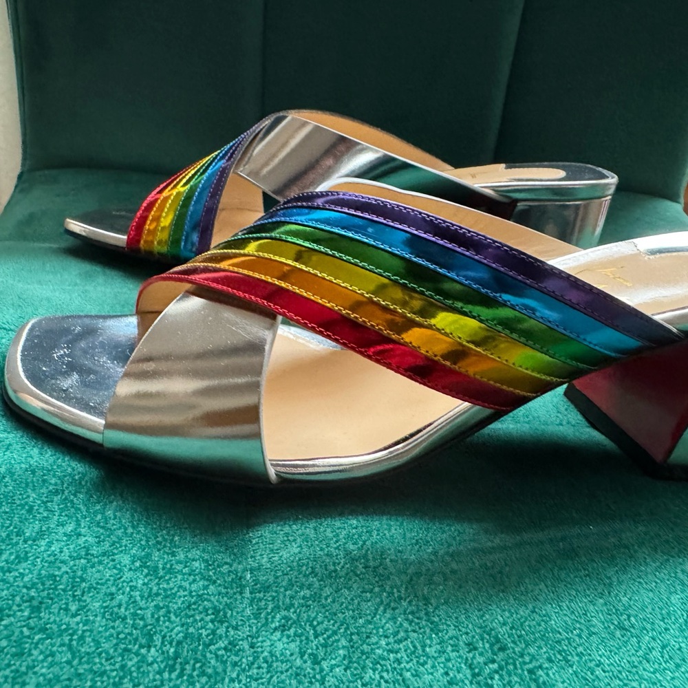 Christian Louboutin Silver Rainbow Mules